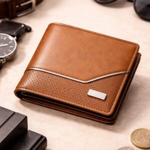 Slim Bifold Wallet for Men – Tan Full-Grain Leather, RFID Blocking, 6 Card Slots